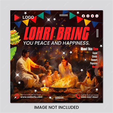 Premium Psd Flyer Concept For Lohri Punjab Day With Social Media