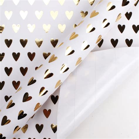 Laribbons Everyday Foil Hearts Wrapping Paper Whitegold 30 X 10 Roll
