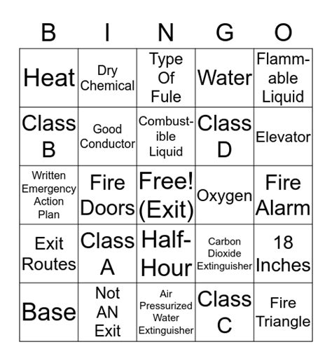 Tdr Fire Safety Bingo Card