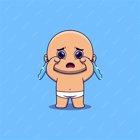 Lindo Bebé Llorando Con Lágrimas Vector Premium