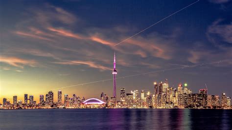 5120x2880 Toronto Ontario Cityscape In Sunset 5k Wallpaper