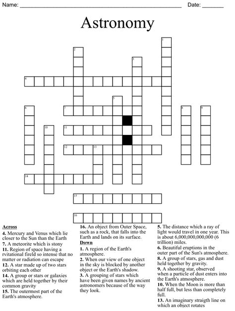 Astronomy Crossword - WordMint
