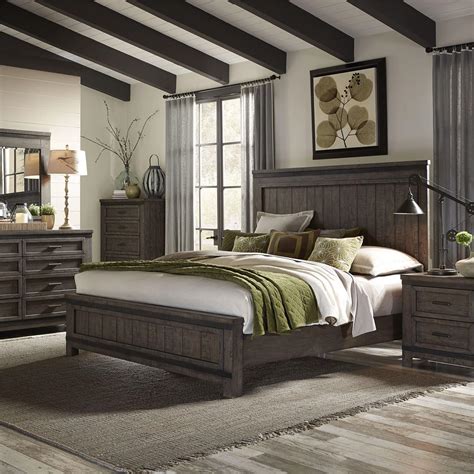 Bring home grey bedroom furniture, an elegant addition. Rustic Gray Wood Queen Panel Bedroom Set 4 Pcs 759-BR ...