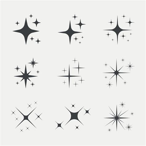 Set Of Twinkling Star Icon Modern Flat Symbol On Grey Background Free
