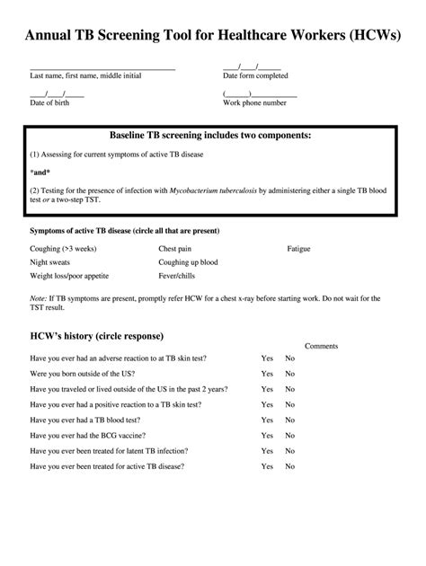 Tb Skin Test Form For Healthcare Workers Fill Online Printable Fillable Blank Pdffiller