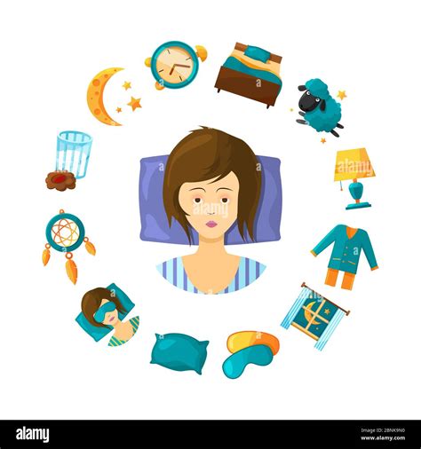 Vector Sleeping Disorder Concept Illustration With Cartoon Sleep