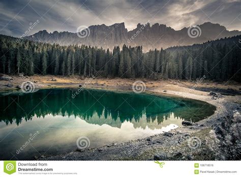 Lago Di Carezza Karersee Is One Of The Most Beautiful Alpine Lakes