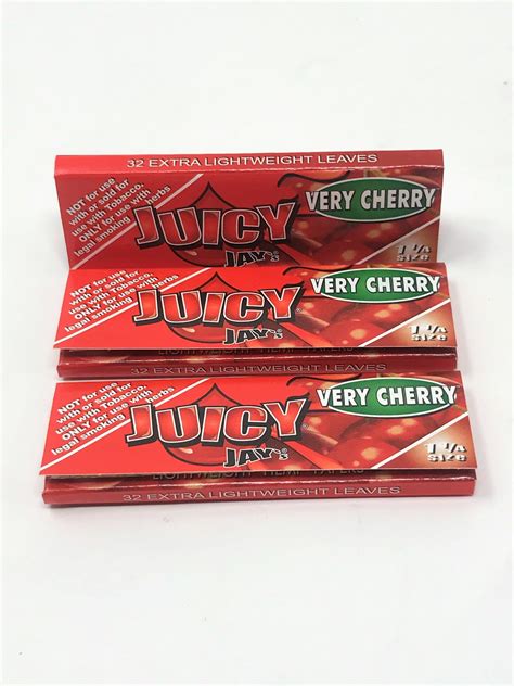 Very Cherry Juicy Jays 1 14 Cigarette Rolling Papers 3 Packs