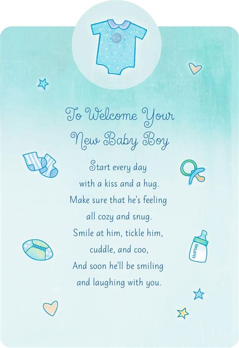 To guide you to write a good baby shower quote or message, here is a compilation of beautiful and meaningful baby shower quotes. Welcome With a Kiss and Hug New Baby Boy Card | Baby boy ...