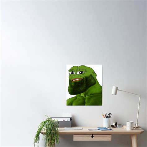 Giga Chad Meme Pepe Edition Poster For Sale By Pixel Turtle Redbubble