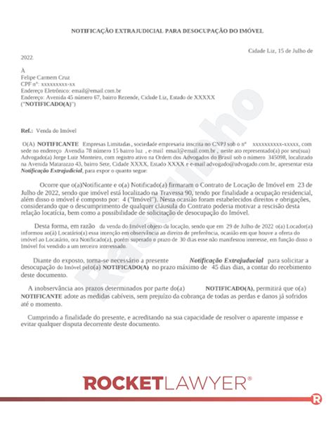 Notificação Extrajudicial Para Desocupação De Imóvel