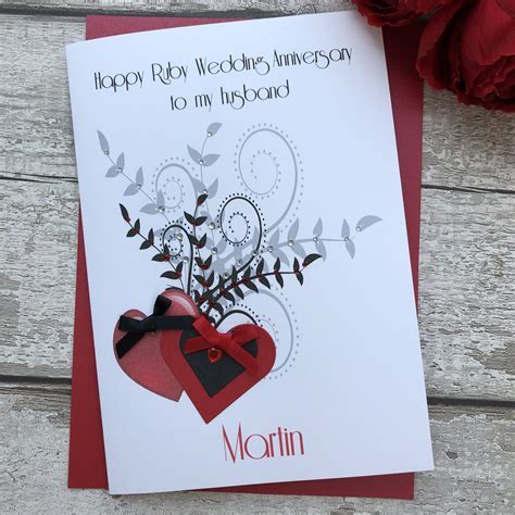 Handmade Wedding Anniversary Card Hearts Handmade