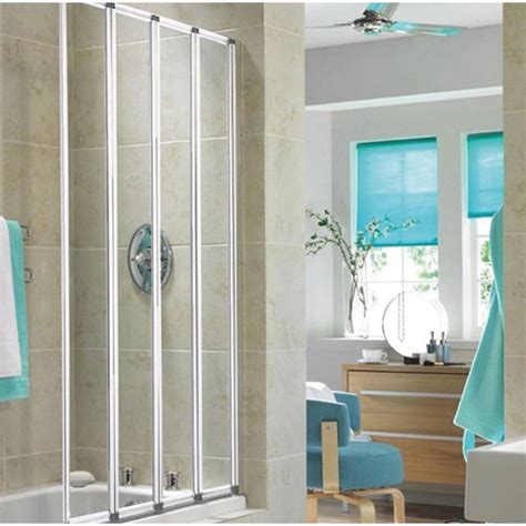 Aqualux Aqua4 White Folding Bath Shower Screen Selco