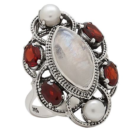 Nicky Butler Moonstone Garnet Pearl Ring Jewelry Pearl Ring