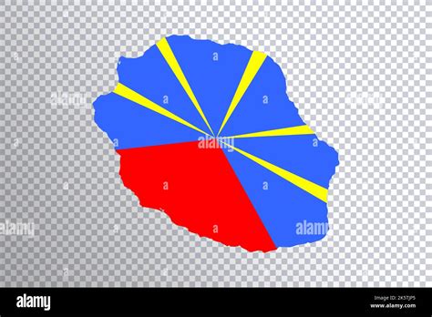 Reunion Flag On Map Transparent Background Clipping Path Stock Photo