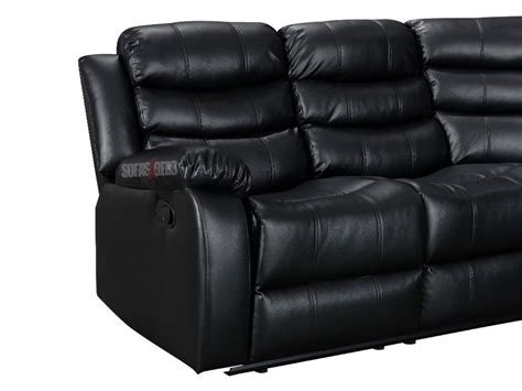 Sorrento Black Aire Leather Corner Recliner Sofa Fast Delivery