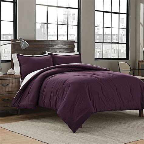 Garment Washed Solid Twintwin Xl Comforter Set In Plum In 2020