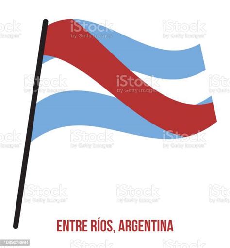 Entre Ríos Flag Sventola Illustrazione Vettoriale Su Sfondo Bianco