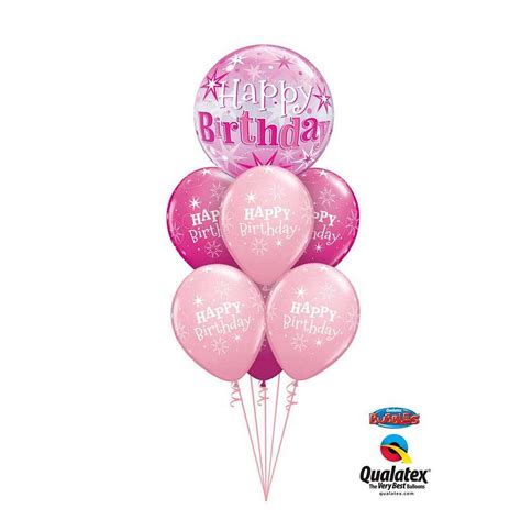 pink bubble happy birthday balloon bouquet