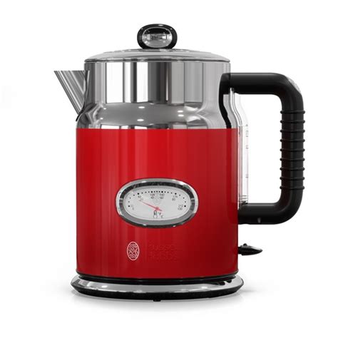 Retro Style Electric Kettle Red And Stainless Steel