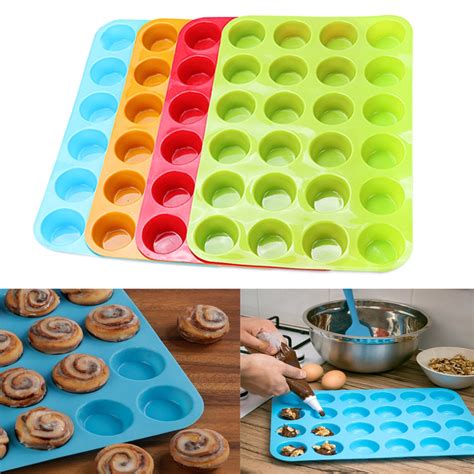 Silicone Cake Molds Mini Muffin Cup 24 Cavity Cake Molds Cookies