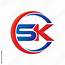 Sk Logo Vector Modern Initial Swoosh Circle Blue And Red Stock 