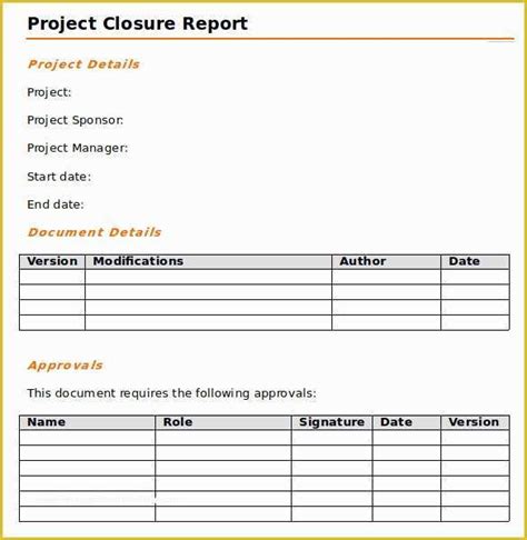 Project Closure Report Template Free Of Project Closure Report Template