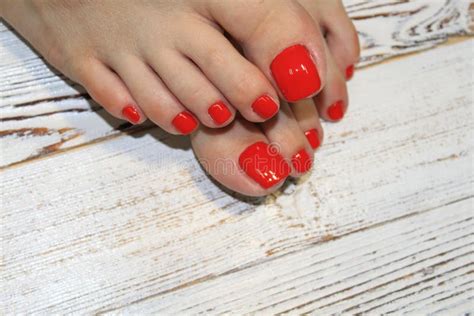 Stylish Red Pedicure Stock Photo Image Of Beauty Nail 123846722