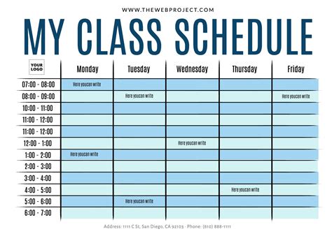 My Class Schedule Editable Template Class Schedule School Schedule