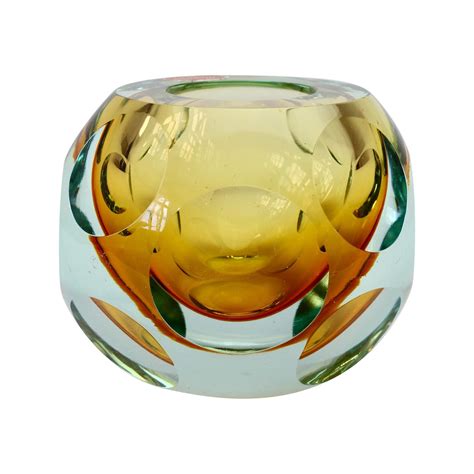 Midcentury Italian Faceted Murano Glass Vase Flavio Poli For Seguso Attributed For Sale At 1stdibs