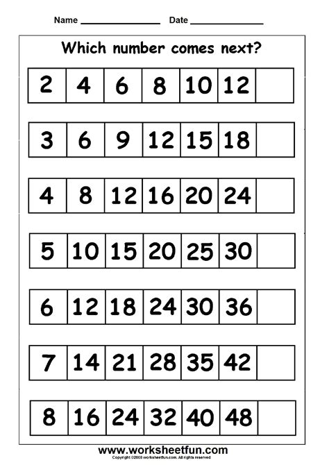 Grade 1 Math Worksheets Number Patterns Kidsworksheet