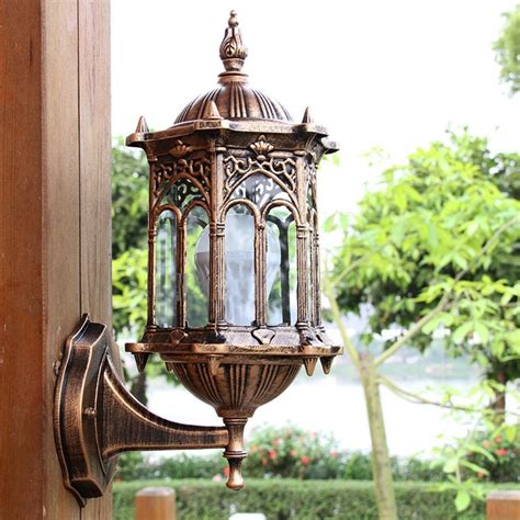 Antique Exterior Wall Light Fixture Aluminum Glass Lantern