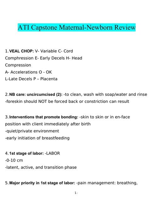 ATI Capstone Maternal Newborn Women Health OB Questions and Answers