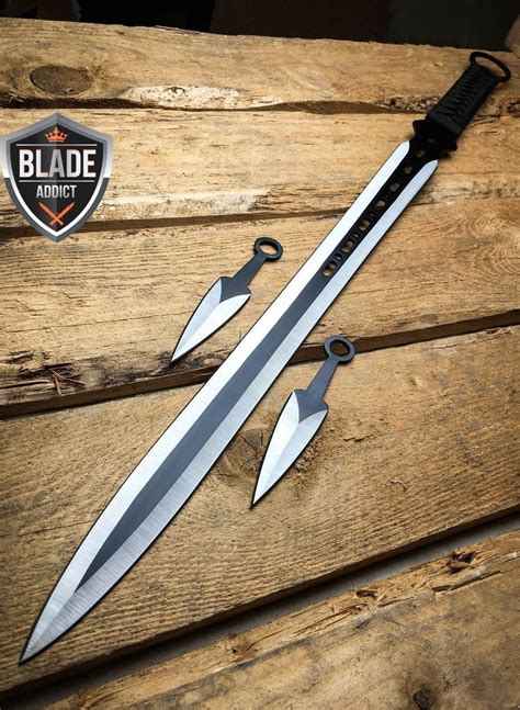 27 Ninja Sword Machete Throwing Knife Full Tang Tactical Blade Black