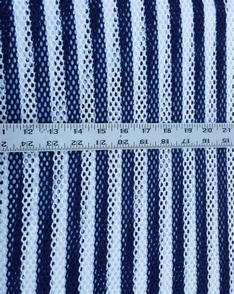 Navy White Stripe Fishnet Lace Fabric Cotton Spandex Knit By Etsy