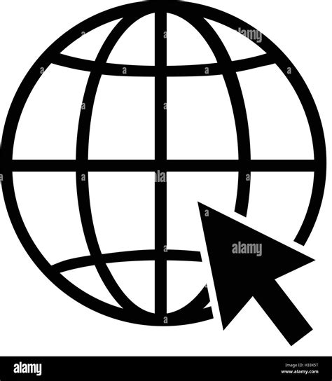 Internet Globe Icon With Arrow Cursor World Wide Web Symbol Black