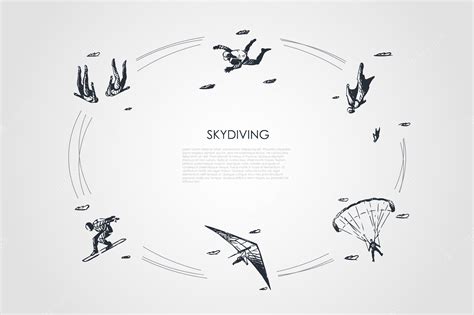 Premium Vector Skydiving Concept Set Illustration