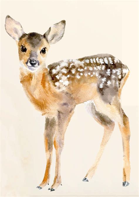 Baby Deer Fabric Wall Sticker Deer Painting Deer Art Deer Drawing