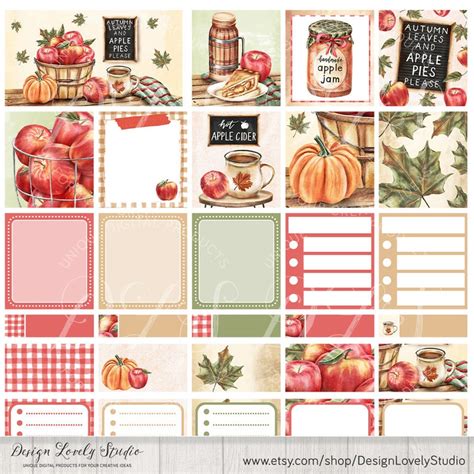 Fall Planner Stickers Printable Weekly Sticker Kit Apples Etsy