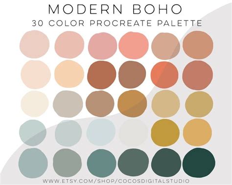 Modern Boho Boho Procreate Color Palette Cool Tones Palette Light