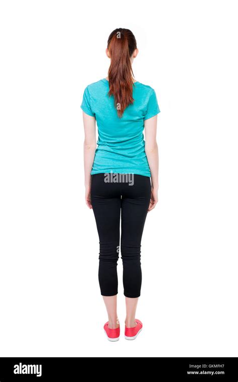 Back View Of Standing Young Beautiful Woman Stock Photo Alamy