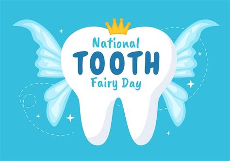 Nationaler Tag Der Zahnfee Mit Kleinem Mädchen Um Kindern Bei Der Zahnbehandlung In Flacher