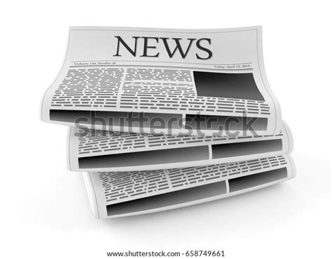 Stack Newspapers Isolated On White Background Stock Illustration