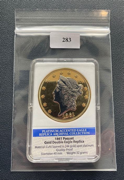 Lot American Mint 1861 Paquet Gold Double Eagle Replica