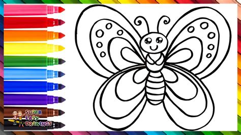 How To Draw A Butterfly 🦋 Drawing And Coloring A Cute Rainbow Butterfly