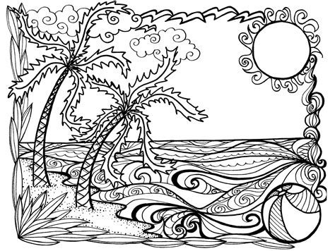 30 Tree Nature Scenery Coloring Pages For Adults Seabed Coloring Pages