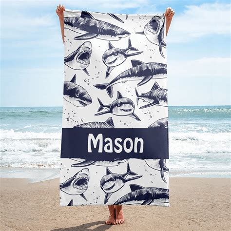 Shark Personalized Beach Towels Unique Ts For Any Day Of Etsy
