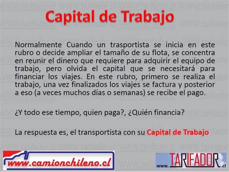 CURSO TARIFADOR, CAPITAL DE TRABAJO | « CamionChileno.cl