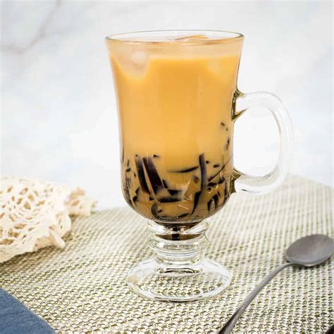 Grass Jelly Milk Tea With Ice Easy Recipe Decorated Treats