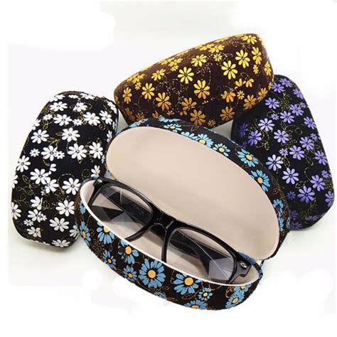 new high quality eye glasses sunglasses hard case flower holder protector large box clamp shell